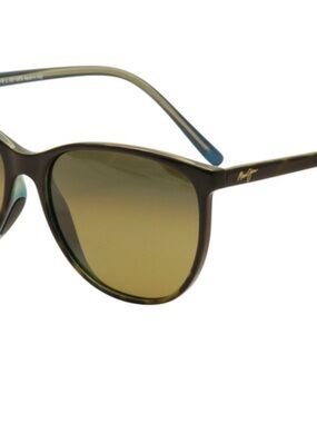 Maui Jim Cat-Eye Sunglasses in Olive Tortoise with Blue Temple Tips
